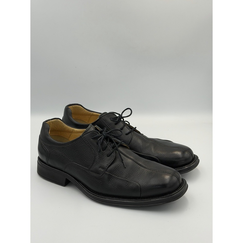 Belvedere Bay Bridge Black Leather Dress Shoes 10.5 D Apron Toe Comfort